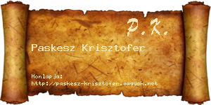 Paskesz Krisztofer névjegykártya